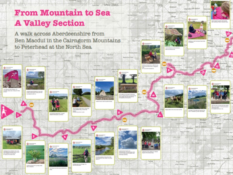 A map showing all the locations of the benches with the wording From Mountain to Sea