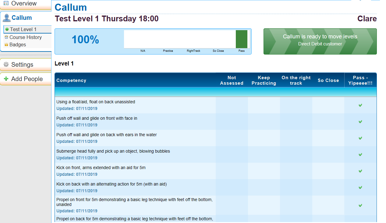 The HomePortal can be used to check current competencies