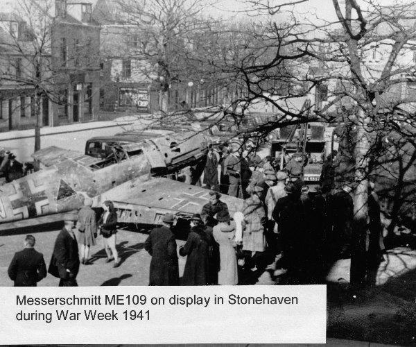 Messerschmitt ME109 aircraft on display in Stonehaven during War Week 1941