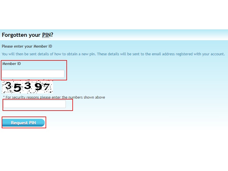 screenshot showing fields to insert your member ID