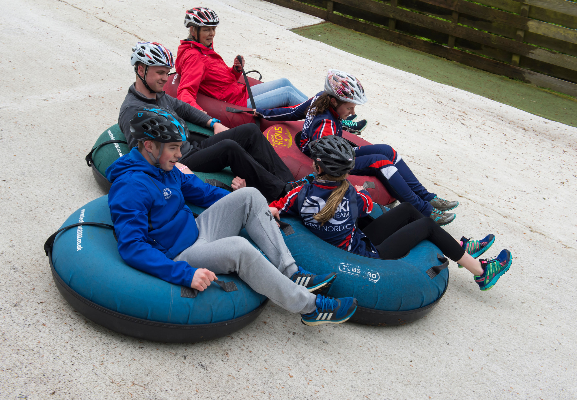 A family enjoying a tubing session