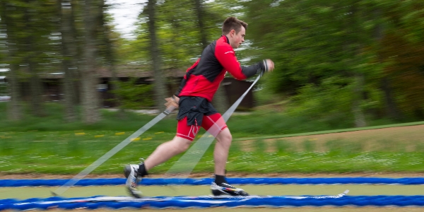 A person nordic walking