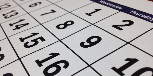 A close up picture of a calendar